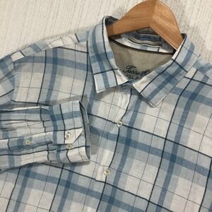 Tasso Elba Island XL Mens Plaid Button Up Long Sleeve Shirt Linen Cotton Blend